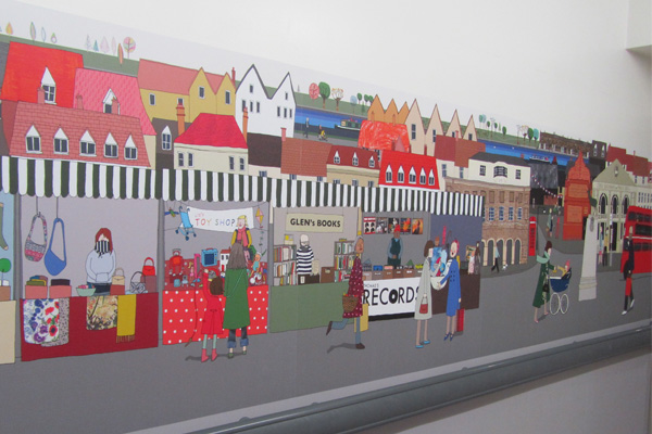 familiar scenes actively support engagement in wall murals by Hannah Broadway. Photo Clint Randall